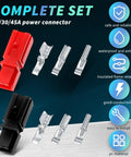 120 Piece Power Connector Kit With Quick Disconnect Battery Terminals 15A 30A 45A Assortment Red And Black Shells Silver Plated Copper Contacts