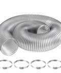 6 Inch Dust Collection Hose 10 Ft Heavy Duty Pvc Flexible Tubing curled with 4 metal clamps for easy shop vac setup.