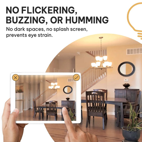 Tablet showing room with chandelier lit by Dimmable E12 LED Candelabra Bulbs Set 4W 40W Equivalent 2700K Warm Vintage Candle Light.
