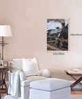 Steam Locomotive Train Wall Art Canvas Print Ready To Hang 12x18 Inch Cotton Canvas Poster in living room setting
