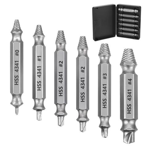 Six Piece Screw Extractor Set For Damaged Screws And Rusty Bolts HSS High Speed Steel Removers with case