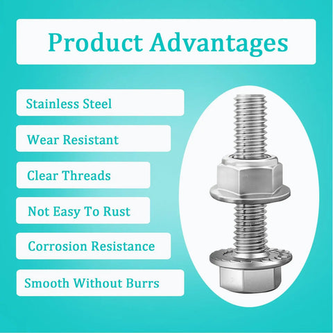 6Pcs M10x1.5 40mm Stainless Steel Flange Exhaust Bolts Nuts Kit For Securing Exhaust Manifold And Components Heavy Duty