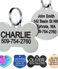 Stainless Steel Pet ID Tags With Custom Engraving On Both Sides Durable Dog And Cat Tags In Bone Round Heart And Bowtie Shapes