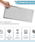 Hand holding JennAir Downdraft Range Hood Grease Filter 71002111 Aluminum Mesh Replacement 2 Pack Compatible With WP71002111