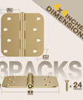 Rock Solid Heavy Duty Door Hinges Hit Four Inches Wide With Rounded Corners And A Slick Champagne Bronze Finish engineered for butter smooth swings, 3 pack dimensions