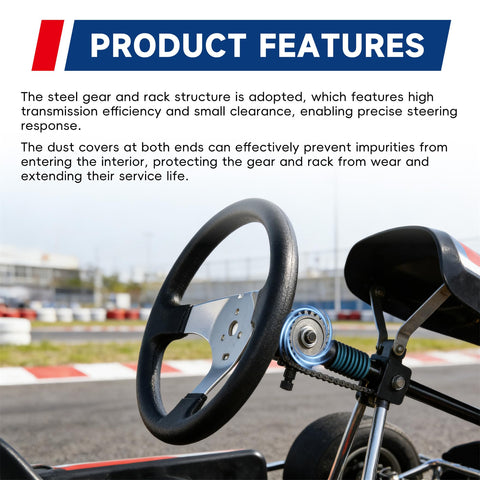 Beefed Up 300mm Steering Wheel Steel Kit With 320mm Rack And Pinion Adjustable Shaft Replacement For 110cc Go Kart ATV