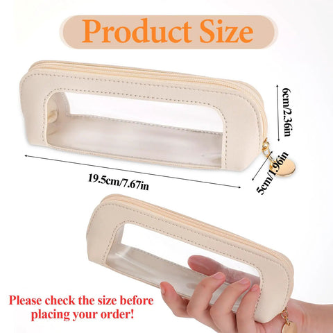 Stylish Beige PU Leather Travel Makeup Bag ✓
