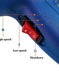 UILMLIO Hot Air Heat Shrink Gun for Capsule Wrapping Wine Sealing Bottle Top showing dual speed control switch at high, low, and off settings.