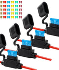 4 Pack 12AWG Inline Fuse Holders Waterproof Marine Grade Fuse Kit With 35 Standard Fuses Including Five Each Of 5A 7.5A 10A 15A 20A 30A 40A