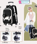 Kids Rolling Backpack With Wheels For School, Durable Water Resistant Nylon Trolley Bookbag for Boys and Girls, With Size Details