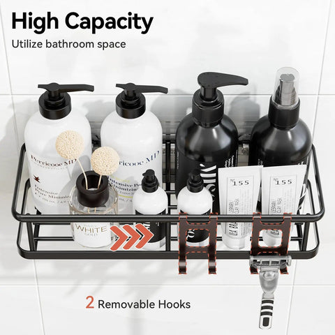 Adhesive Shower Caddy Kit Rustproof Bathroom Organizer With Soap Holder No Drill Heavy Duty Hanging Shelves Inside Shower Space Zero Fuss Setup Rock Solid Storage Rack Six Piece Black