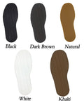 Full Rubber Outsole Replacement For Shoes 4mm Thick One Pair Black Ideal For Work Boots And Safety Shoes Plus Flat Shoes High Grip shown in black, dark brown, natural, white, and khaki