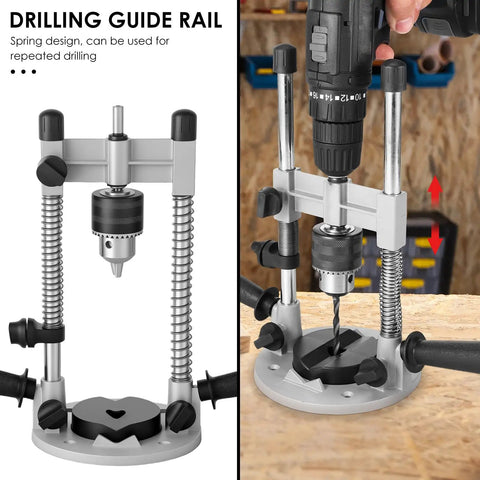 Portable Drill Guide Attachment For Straight Holes No Fuss Drill Press Stand with aluminum alloy frame and slip pad protection