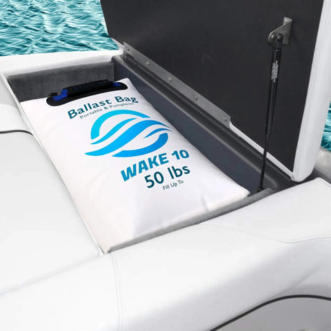 Portable 50 Lb Boat Ballast Bag For Wakesurfing And Wakeboarding, Pumpless And Easy Fill, in under seat storage compartment