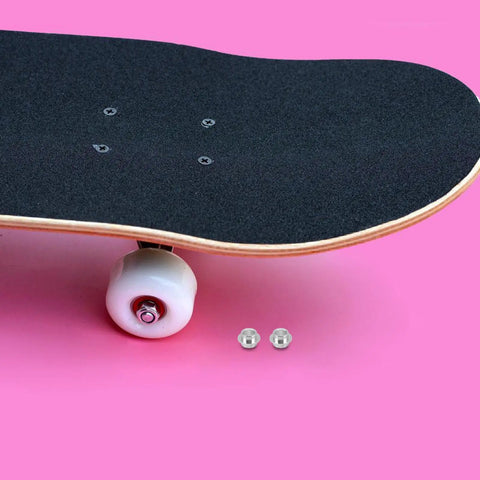 Rad High Quality Pro Grade Aluminum Skateboard Bearing Spacers Hardware Kit 30 Pcs Self Centering Axle Spacer For Inline Skates Quad Roller Scooter Universal Fit Lightweight Quick Install Boost Stability And Grip Best For Every Riding Style And City, silver spacer pair beside skateboard wheel