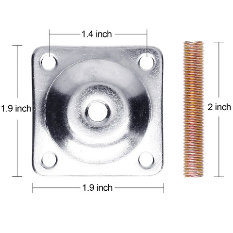 Industrial Strength Furniture Leg Mounting Plates Two By Two Inch T Plate Five Sixteenth Inch Threaded M8 with bolt