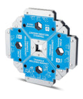 110 Lbs Magnetic Welding Clamps, 4-piece set for precise angle welding, featuring 45°, 90°, and 135° settings for secure hands-free use.