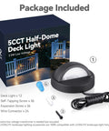 12-Pack Low Voltage LED Deck Lights With 5 CCT Settings, box and components displayed, including light and cord