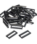 Flat Pin DIP IC Socket Adapter 32-Pin, 2.54mm Pitch, 30 Pack with durable plastic metal construction for PCB boards