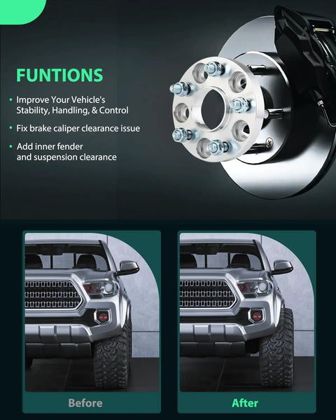 20mm 5x4.5 Wheel Spacers Adapters Set For Honda Cars 64.1mm Hub Bore 12x1.5 Studs 5 Lug Fitment installed showing before and after stance