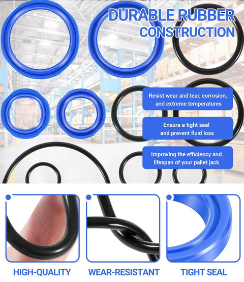 Pallet Jack O Ring Seal Kit For Jet W Pallet Jack PT2748W PT2748LW PT2748L showing blue and black rubber seals