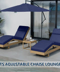 Two Pack Chaise Lounge Cushions Outdoor 72 By 21 By 4 Inches Waterproof Fade Resistant Thick Foam installed on wooden loungers