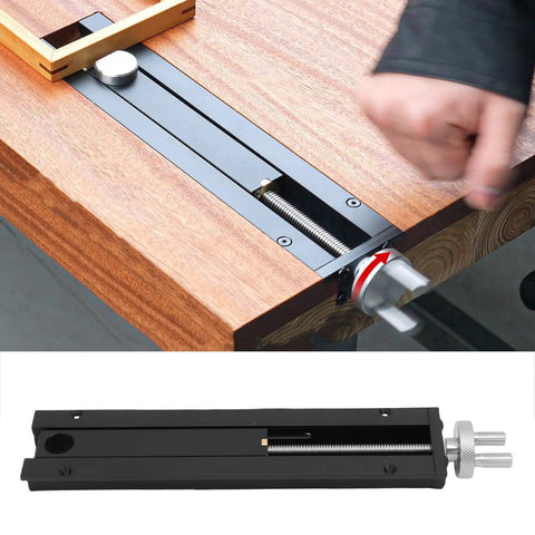 Tail Vise For Workbench With 0-110mm Stroke And 20mm Table Hole Aluminum Alloy Woodworking Vise in use on wooden table