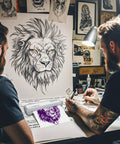 Artists using Fly Portable Thermal Printer Bluetooth Wireless Inkless Home Office Travel Buddy for tattoo sketches.