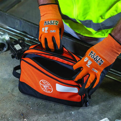 Heavy Duty Tool Pouch With Dual Compartments For Quick Organization Of Meters Leads Sockets Wrenches And Small Parts