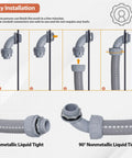 Liquid Tight Conduit And Connector Kit Half Inch Twenty Five Feet Flexible Non Metallic Electrical Conduit With UL Certification