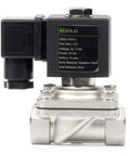 Front view of a 1/2 Inch Stainless Steel Solenoid Valve, 110V AC Normally Closed Electric Valve With Viton Seal And Junction Box