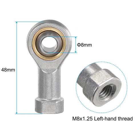 Set Of 4 8mm Rod End Bearings M8x1.25 Left Hand Thread Female Cast Iron Rod End Joints With Jam Nut Copper Plated Cage For Built Tough Durability And Corrosion Resistance, 8mm bore