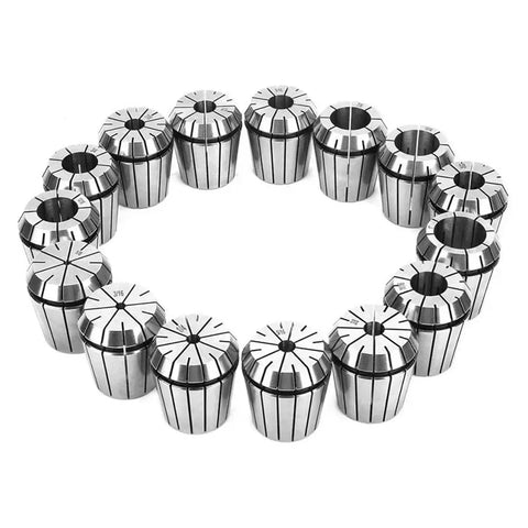 Heavy Duty ER40 Collet Chuck Set With Ergonomic Handle Spanner And 15 Precision Collets For CNC Milling lathe tool engraving machine, arranged in a circle.