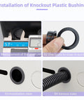 Plastic Snap In Bushing Set, 20 Pcs, 1.125 Inch Mounting Diameter, Fits 27.5 To 28.5 Millimeter Holes, Nylon Knockout Bushings, Inner 0.96 Inch, Outer 1.23 Inch, Black, Durable Quick Install For Panels And Electrical Enclosures on panel hole