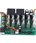 DC Motor Speed Controller With Digital Display And Reversible Drive For Industrial Automation And DIY Projects, 10V To 55V Input, 60A Capacity, Clear Speed Readout, Easy Direction Change, Rugged Circuit Board, green PCB with heatsinks
