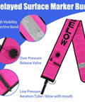 5ft Surface Marker Buoy Set For Scuba Diving With Inflatable Signal Tube And Reflective Strip Open Bottom Float pink buoy