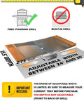 Grease Tray With Catch Pan For 24 To 30 Inch Gas Grills Universal Drip Pan Replacement, showing adjustable width and depth details