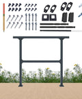 Horizontal Metal Deck Railing For Flat Surfaces, 4 Ft Wide Black Straight Handrail, 36 In Tall For Decks And Patios, Easy Assembly Kit