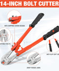 14-inch bolt cutter with anti-chipping screw, adjustable bolts, anti-slip grip, Beefy Heavy Duty Bolt Cutter Set 3 Piece With Carrying Bag