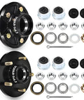 Trailer hub kit set for 3500lb trailers, two hubs, 5 on 4.5 inch bolt pattern, with bearings, seals, nuts, cotter pin.