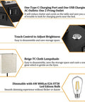 USB Table Lamp With Wireless Charging And USB C Port, 3 Way Dimmable Bedside Lamp With USB Port And AC Outlet features