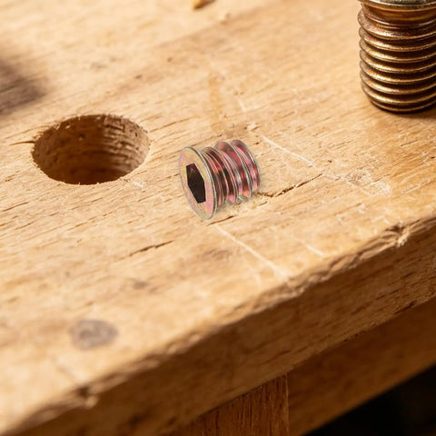 Threaded Inserts Hex Socket Drive M6x10mm, 50 Pcs, Carbon Steel With Countersunk Flange for wood furniture installation