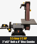 Heavy Duty 2x42 Inch Belt And 6 Inch Disc Sander Combo With 0.5 HP Belt Drive And 3.5 Amp Induction Motor, side view