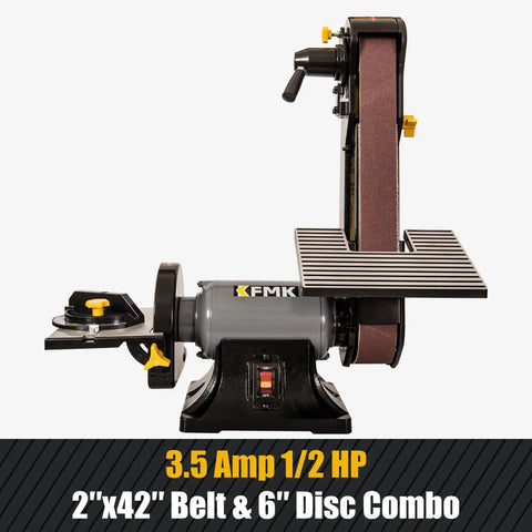 Heavy Duty 2x42 Inch Belt And 6 Inch Disc Sander Combo With 0.5 HP Belt Drive And 3.5 Amp Induction Motor, side view