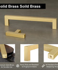 5 Pack Solid Brass Cabinet Pulls With Six And A Quarter Inch Hole Centers In Brushed Matte Gold