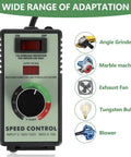 Sweet Spot Variable Speed Controller For AC Motors Featuring 110V Plug And Play Hookup 15 Amp Heavy Duty Build Handles 4000 Watts, front view with speed control dial.