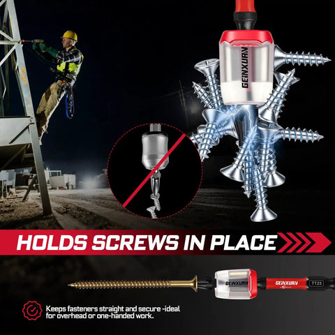 Heavy Hitter Impact Security Torx Bit Set Featuring Magnetic S2 Steel Star Drivers with screws held in place for secure working.