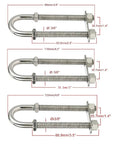 Two Pack Three Eighth Inch Stainless Steel Bow Eye U Bolt For Boat Tie Down Stern Attachment With Adjustable Nuts Heavy Duty