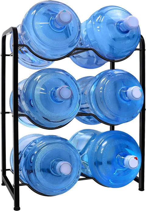 5 Gallon Water Jug Rack With 3 Tiers Heavy Duty Water Bottle Holder Storage Rack For 6 Bottles Durable Carbon Steel Organizer