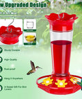 Outdoor Hummingbird Feeder 2 Pack Ant And Bee Proof Clear 10 Ounce With 6 Flower Shaped Ports Hanging Bird Nectar Feeder